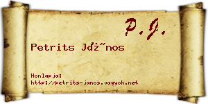 Petrits János névjegykártya